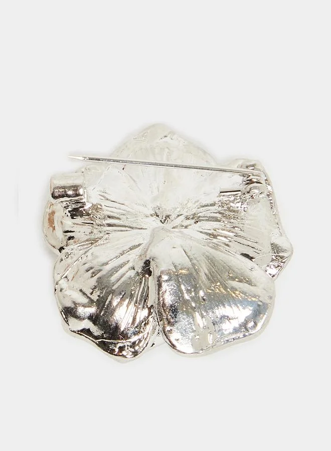 Styli Rose Brooch with Faux Diamante Trim